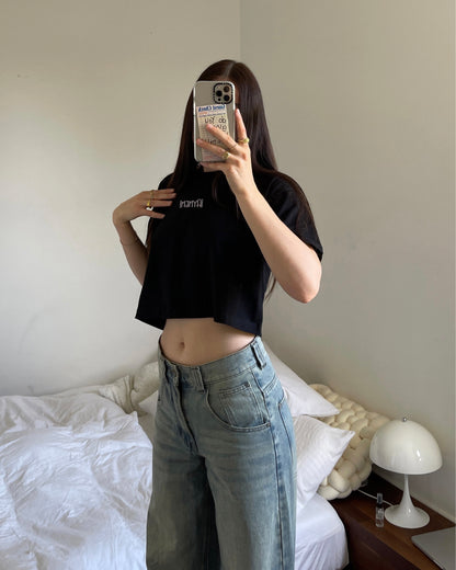 Organic Cotton Black Crop Top