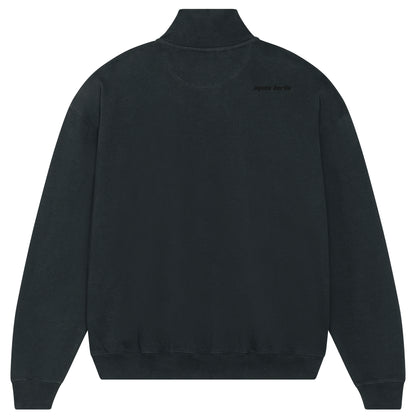 Para Yok Heavy Organic Cotton Black Half Zipper Sweatshirt